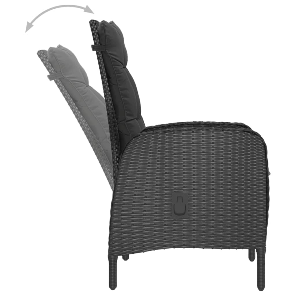 Set Da Bistrot Per Giardino 3 Pz In Polyrattan E Acacia Nero - Image 6
