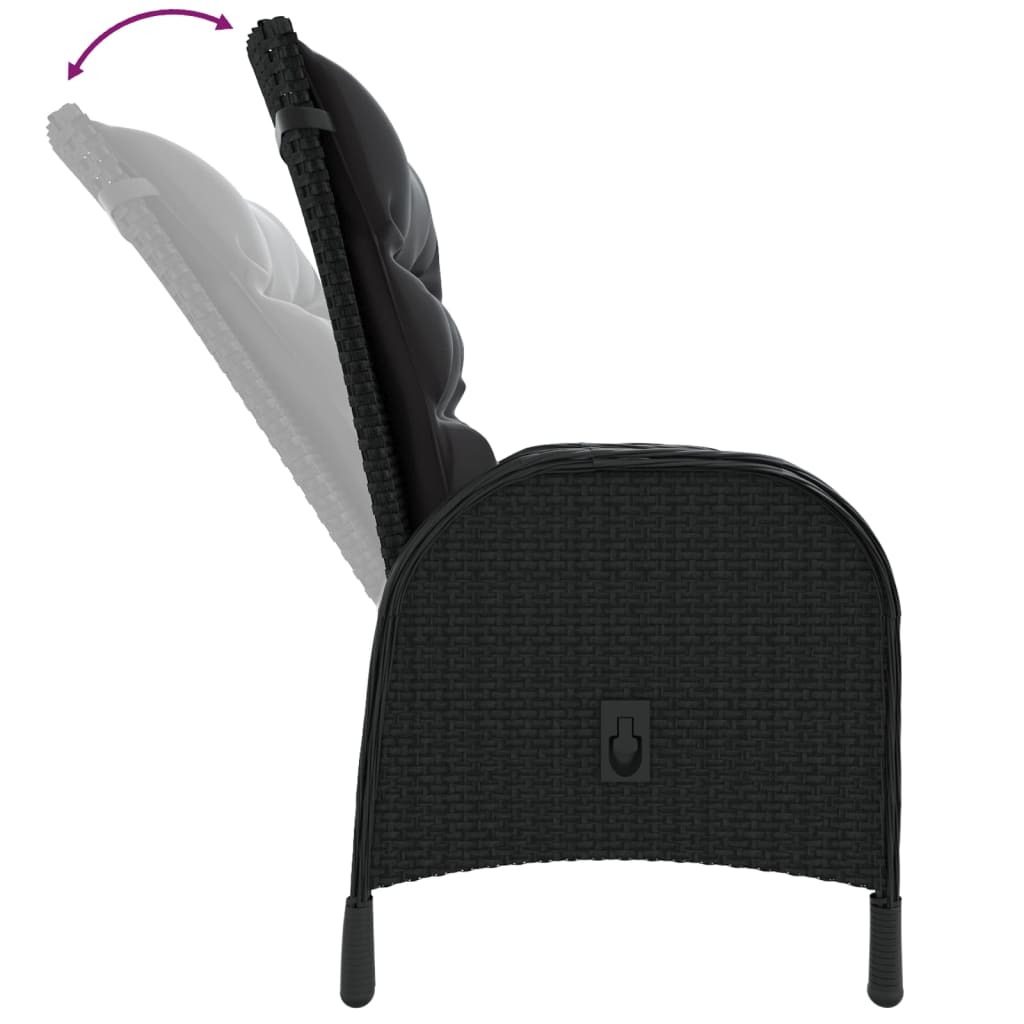 Set Da Bistrot Per Giardino 3 Pz In Polyrattan Nero - Image 5