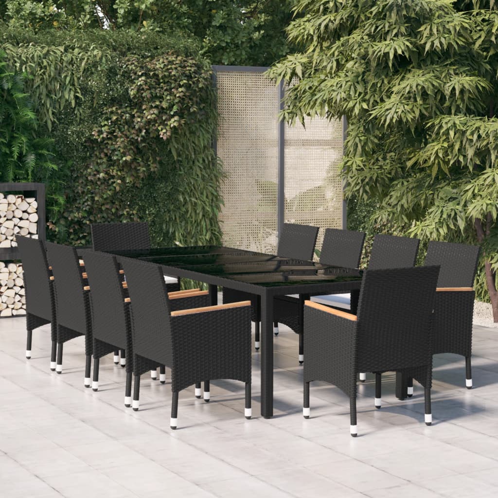Set Da Pranzo Da Giardino 11 Pz In Polyrattan Nero