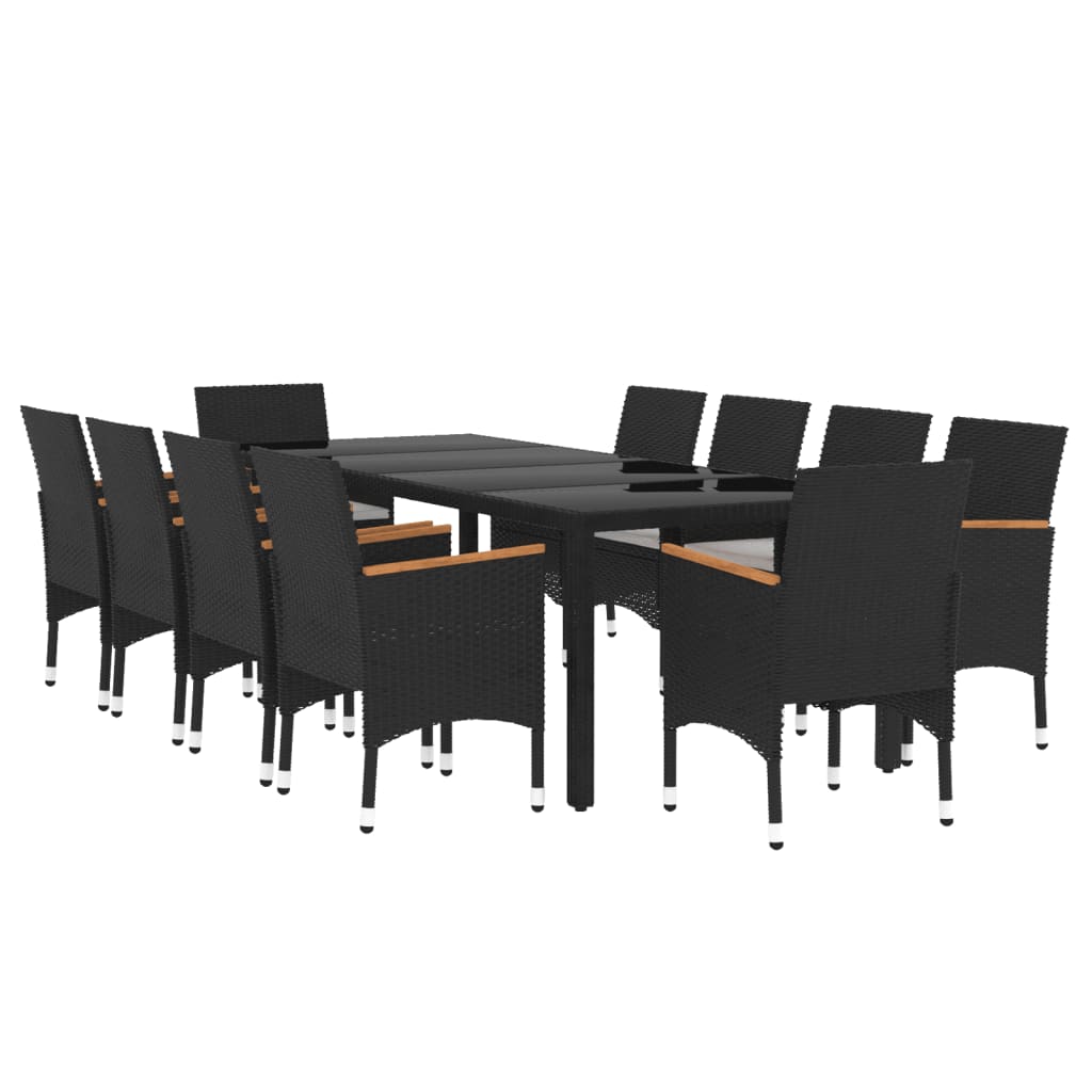 Set Da Pranzo Da Giardino 11 Pz In Polyrattan Nero - Image 3