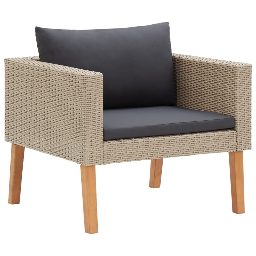 Set Divani Da Giardino 4 Pz Con Cuscini In Polyrattan Beige - Image 3