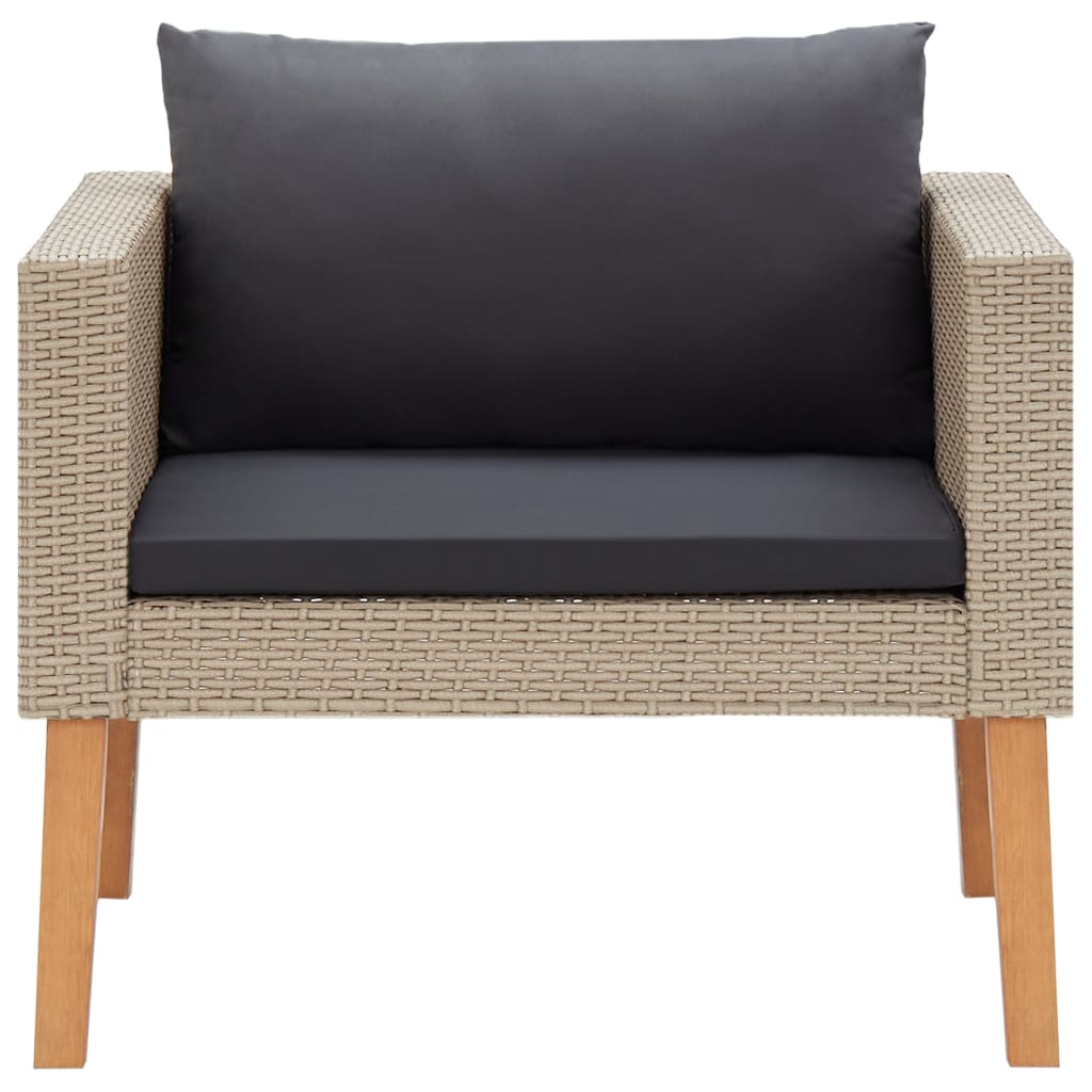 Set Divani Da Giardino 4 Pz Con Cuscini In Polyrattan Beige - Image 4