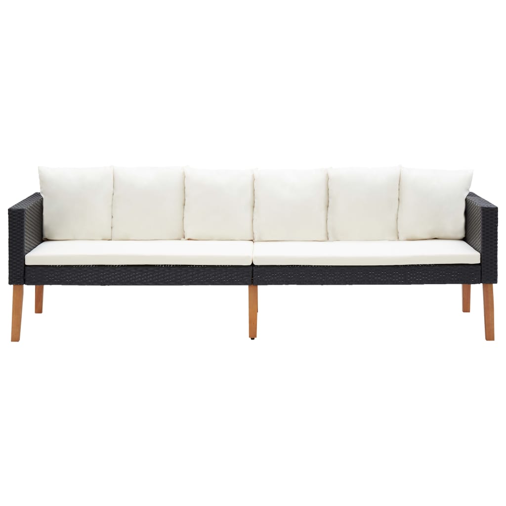 Set Divani Da Giardino 4 Pz Con Cuscini In Polyrattan Nero - Image 3
