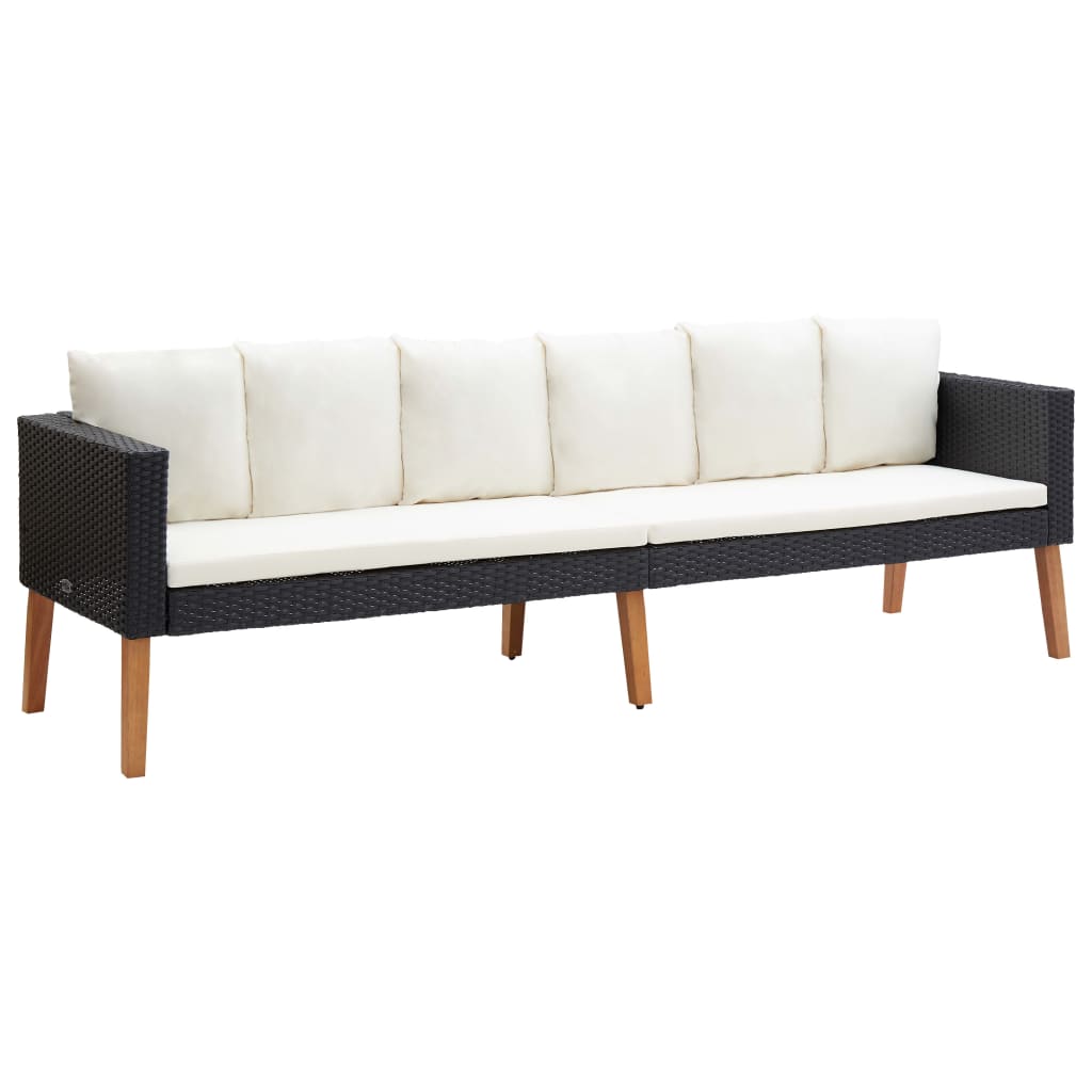 Set Divani Da Giardino 4 Pz Con Cuscini In Polyrattan Nero - Image 4