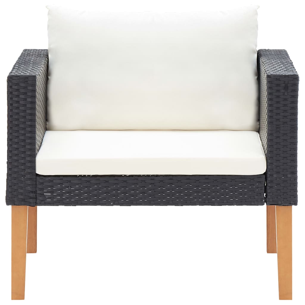 Set Divani Da Giardino 4 Pz Con Cuscini In Polyrattan Nero - Image 6