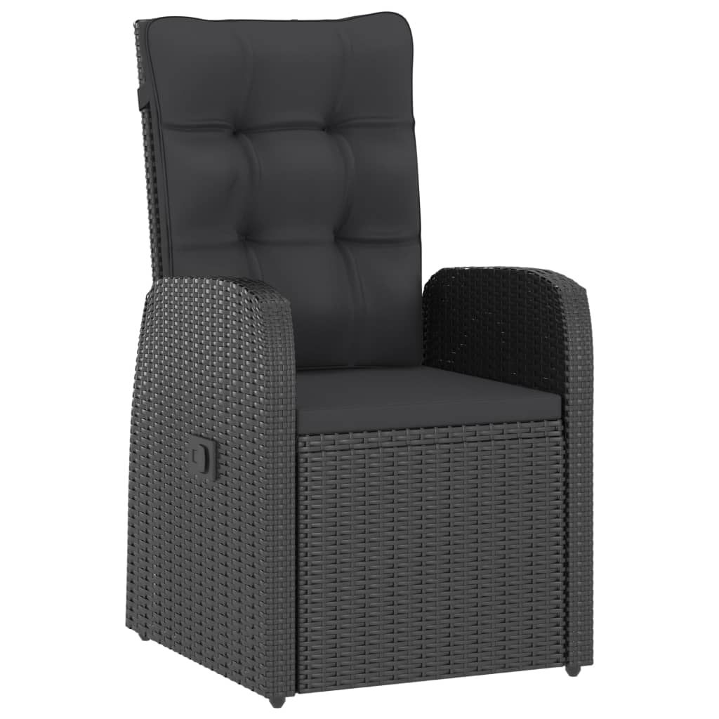 Set Da Pranzo Da Giardino 7 Pz Con Cuscini In Polyrattan Nero - Image 4