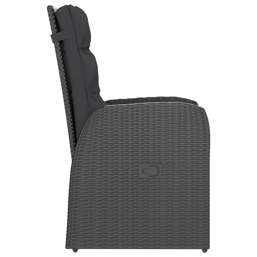 Set Da Pranzo Da Giardino 7 Pz Con Cuscini In Polyrattan Nero - Image 6