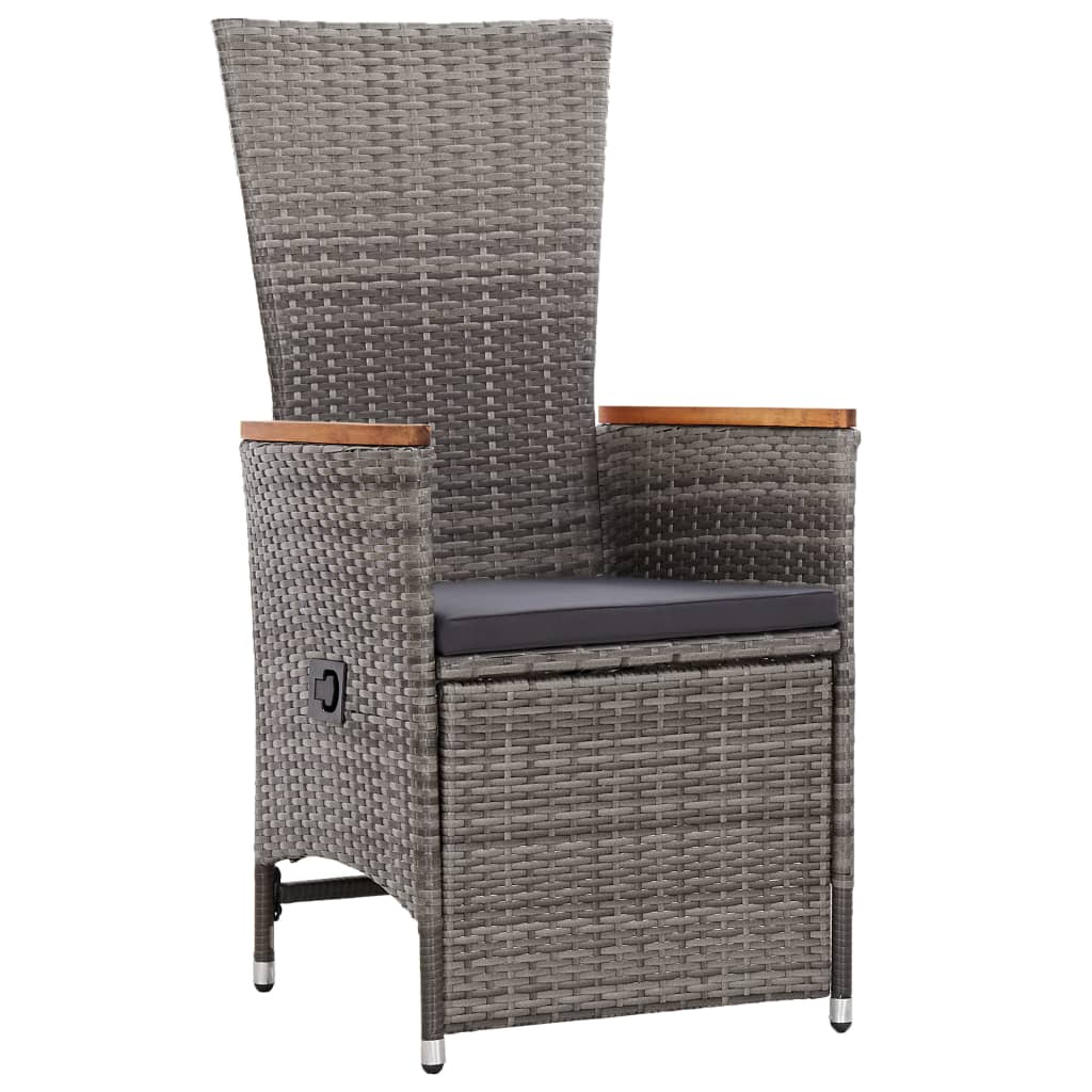 Set Divani Da Giardino 3 Pz Con Cuscini In Polyrattan Grigio - Image 3