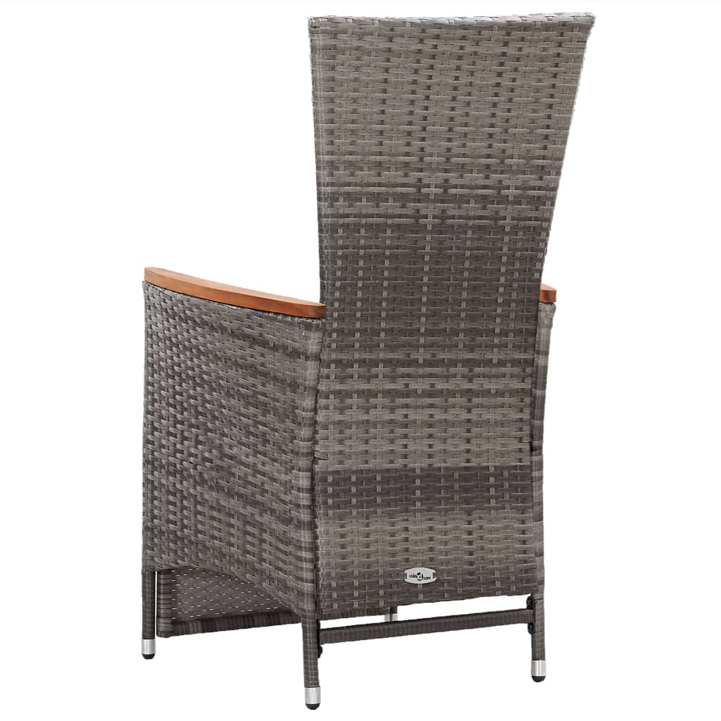 Set Divani Da Giardino 3 Pz Con Cuscini In Polyrattan Grigio - Image 6