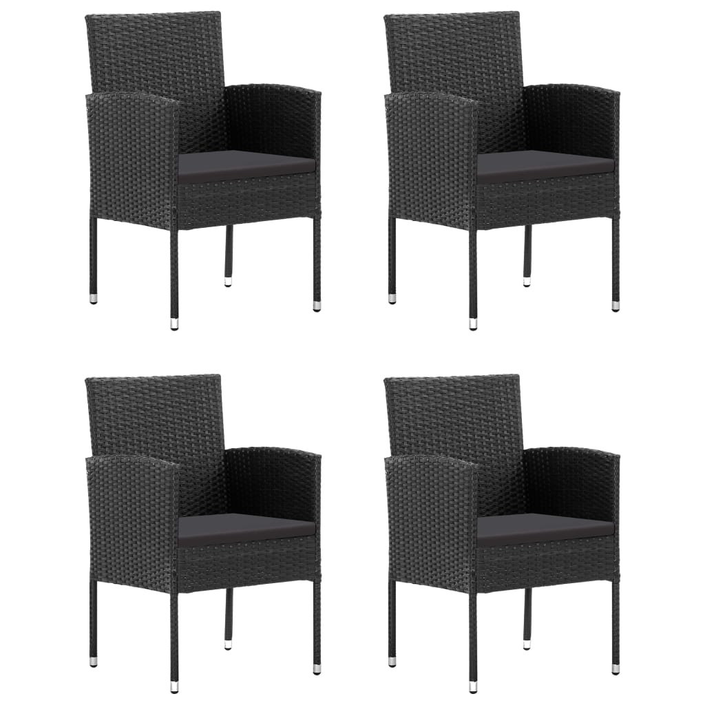 Set Da Pranzo Da Giardino 5 Pz In Polyrattan Nero - Image 3