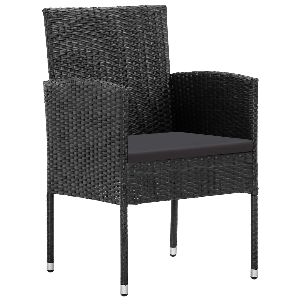Set Da Pranzo Da Giardino 5 Pz In Polyrattan Nero - Image 4