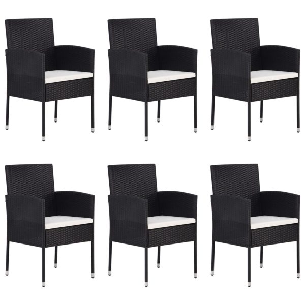 Set Mobili Da Pranzo Per Giardino 7 Pz In Polyrattan Nero - Image 3