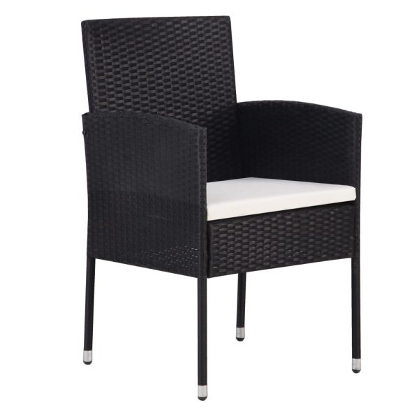 Set Mobili Da Pranzo Per Giardino 7 Pz In Polyrattan Nero - Image 4