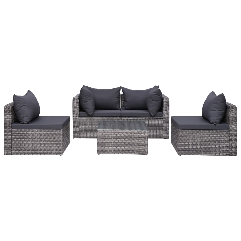 Set Divani Da Giardino 9 Pz Con Cuscini In Polyrattan Grigio - Image 5