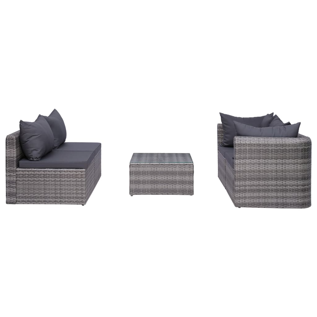 Set Divani Da Giardino 9 Pz Con Cuscini In Polyrattan Grigio - Image 6