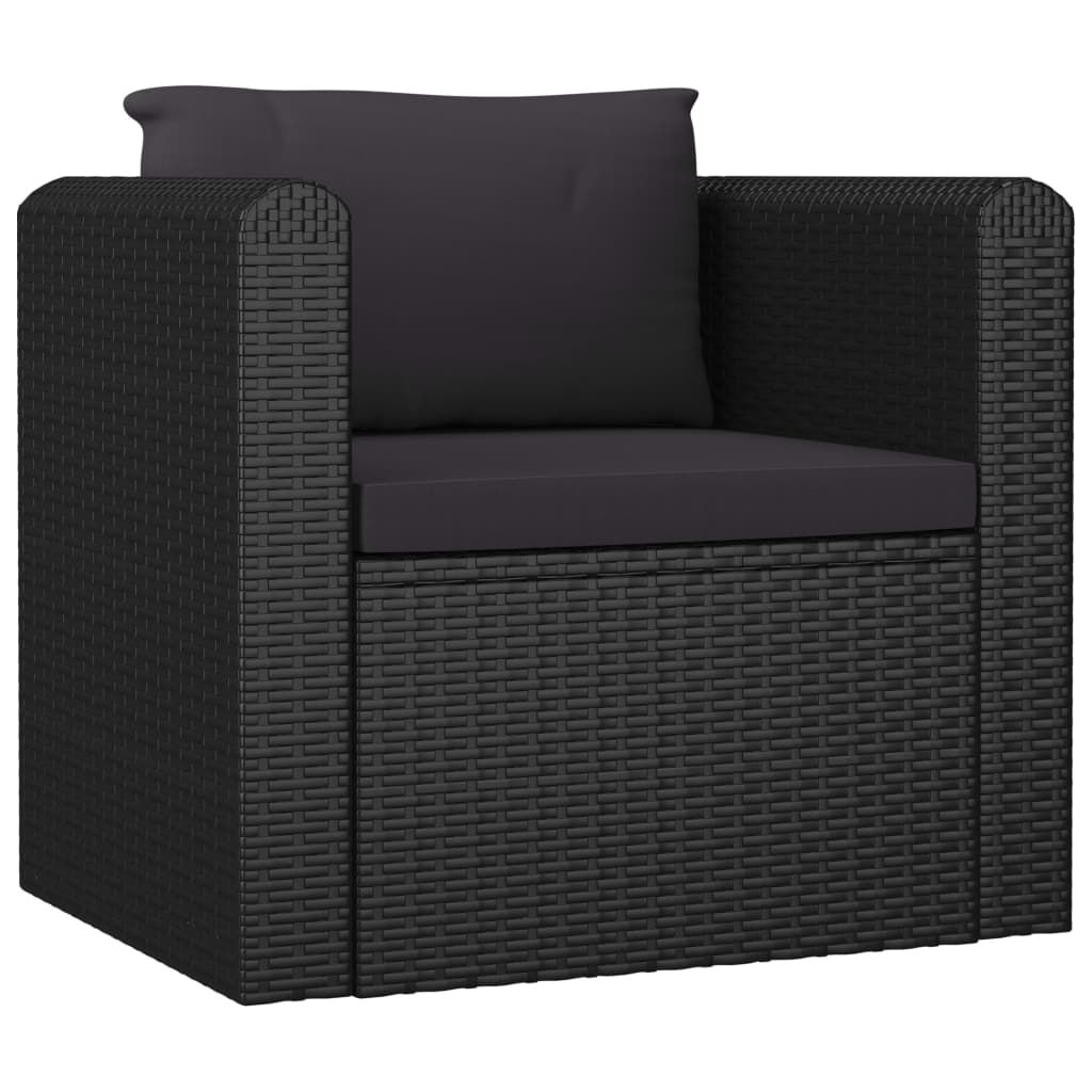 Set Divani Da Giardino 7 Pz Con Cuscini In Polyrattan Nero - Image 5
