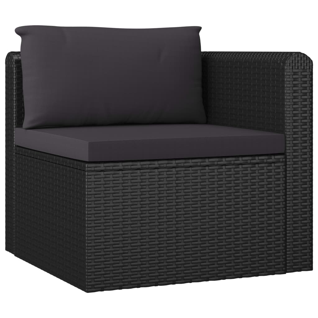 Set Divani Da Giardino 7 Pz Con Cuscini In Polyrattan Nero - Image 6