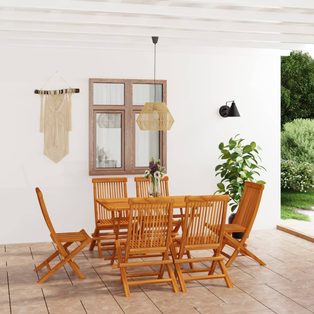 Set Da Pranzo Da Giardino 7 Pz In Legno Massello Di Teak