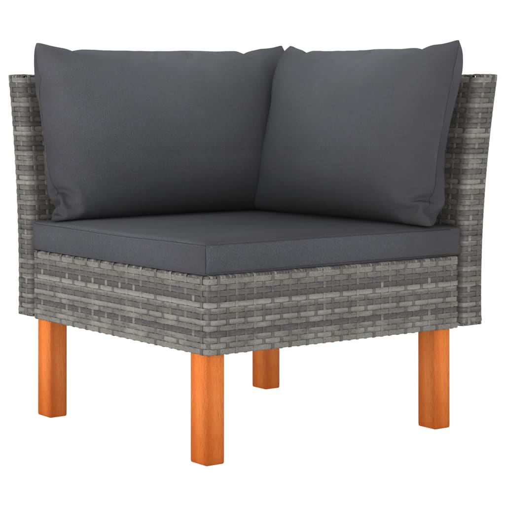 Set Divani Da Giardino 5 Pz Con Cuscini In Polyrattan Grigio - Image 6