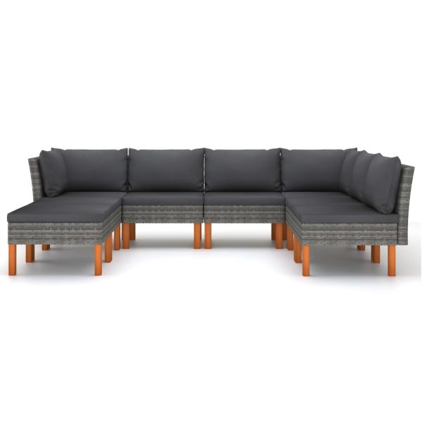 Set Divani Da Giardino 8 Pz Con Cuscini In Polyrattan Grigio - Image 3