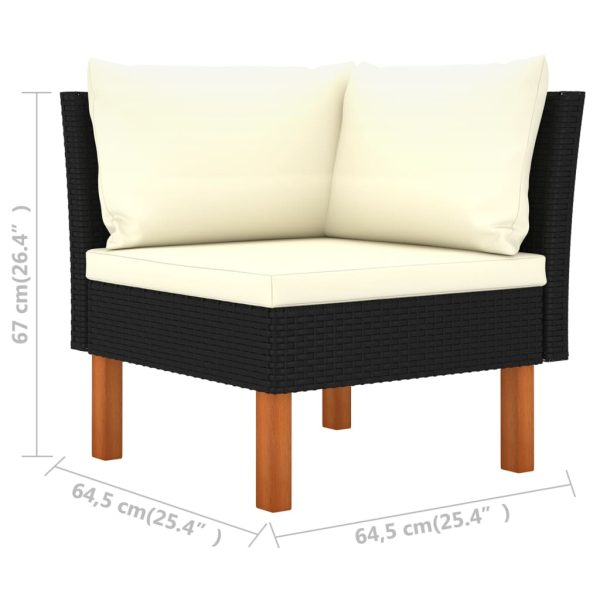 Divano Da Giardino A 4 Posti Con Cuscini Nero In Polyrattan - Image 6