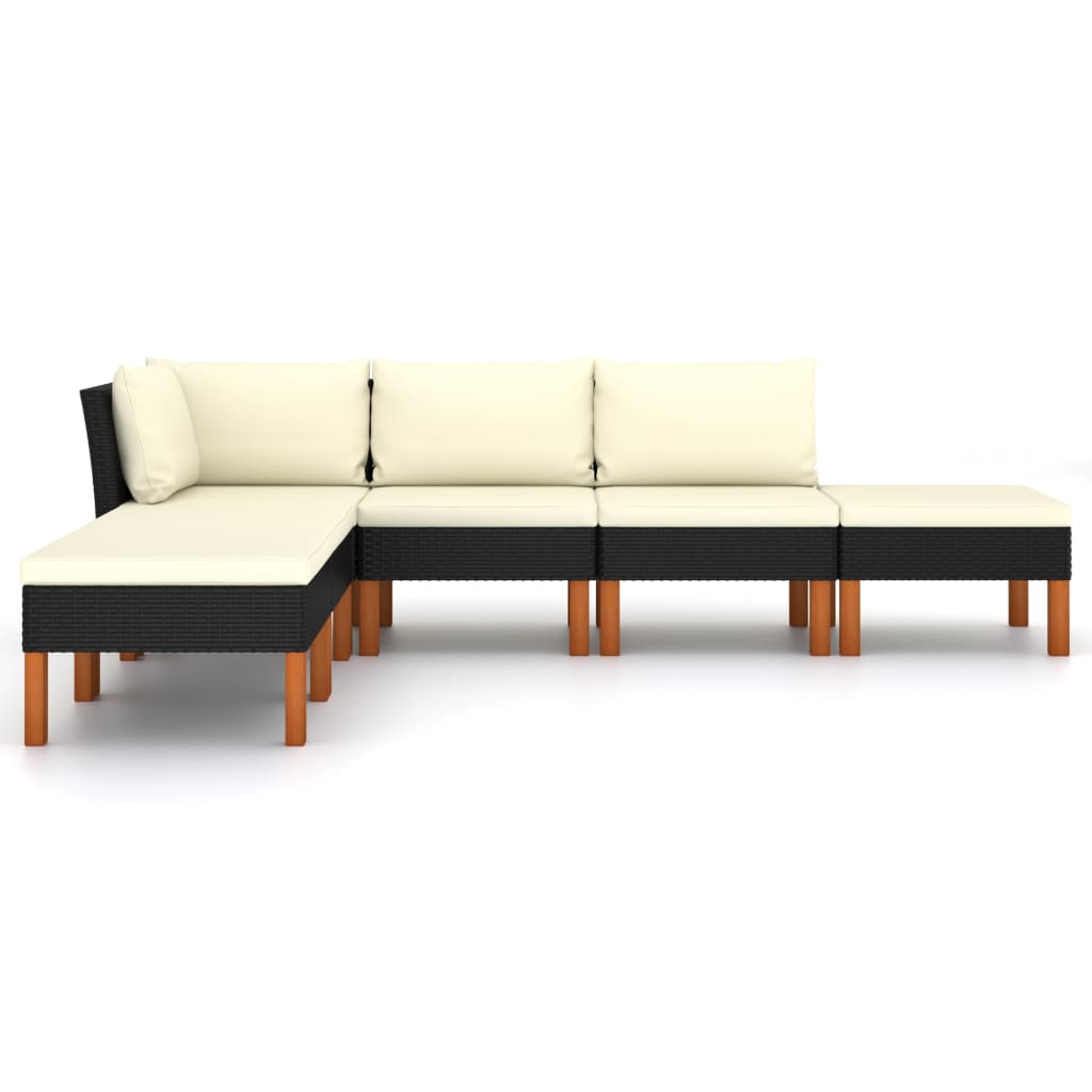 Set Divani Da Giardino 6 Pz Con Cuscini In Polyrattan Nero - Image 3