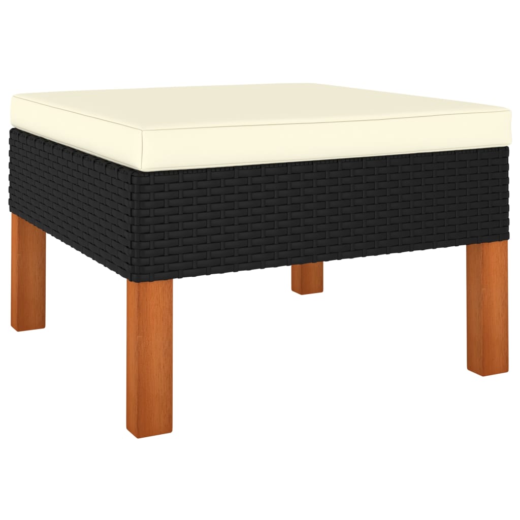 Set Divani Da Giardino 6 Pz Con Cuscini In Polyrattan Nero - Image 5