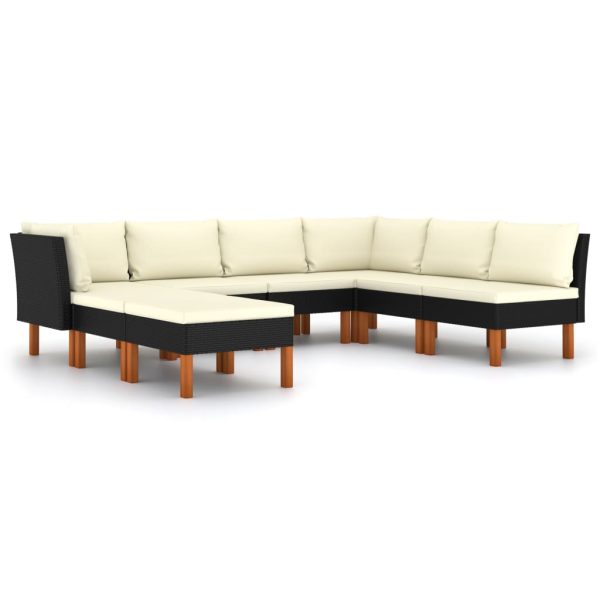 Set Divani Da Giardino 8 Pz Con Cuscini In Polyrattan Nero - Image 2