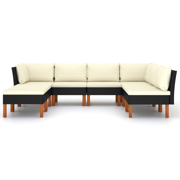 Set Divani Da Giardino 8 Pz Con Cuscini In Polyrattan Nero - Image 3