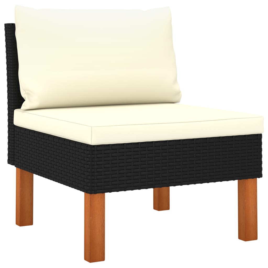 Set Divani Da Giardino 9 Pz Con Cuscini In Polyrattan Nero - Image 6