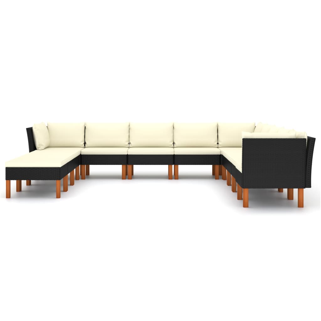 Set Divani Da Giardino 12 Pz Con Cuscini In Polyrattan Nero - Image 3