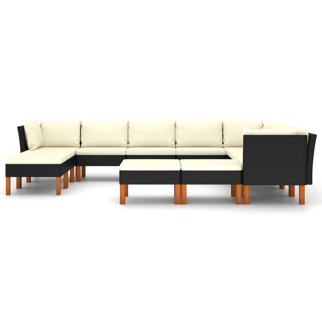 Set Divani Da Giardino 12 Pz Con Cuscini In Polyrattan Nero - Image 3
