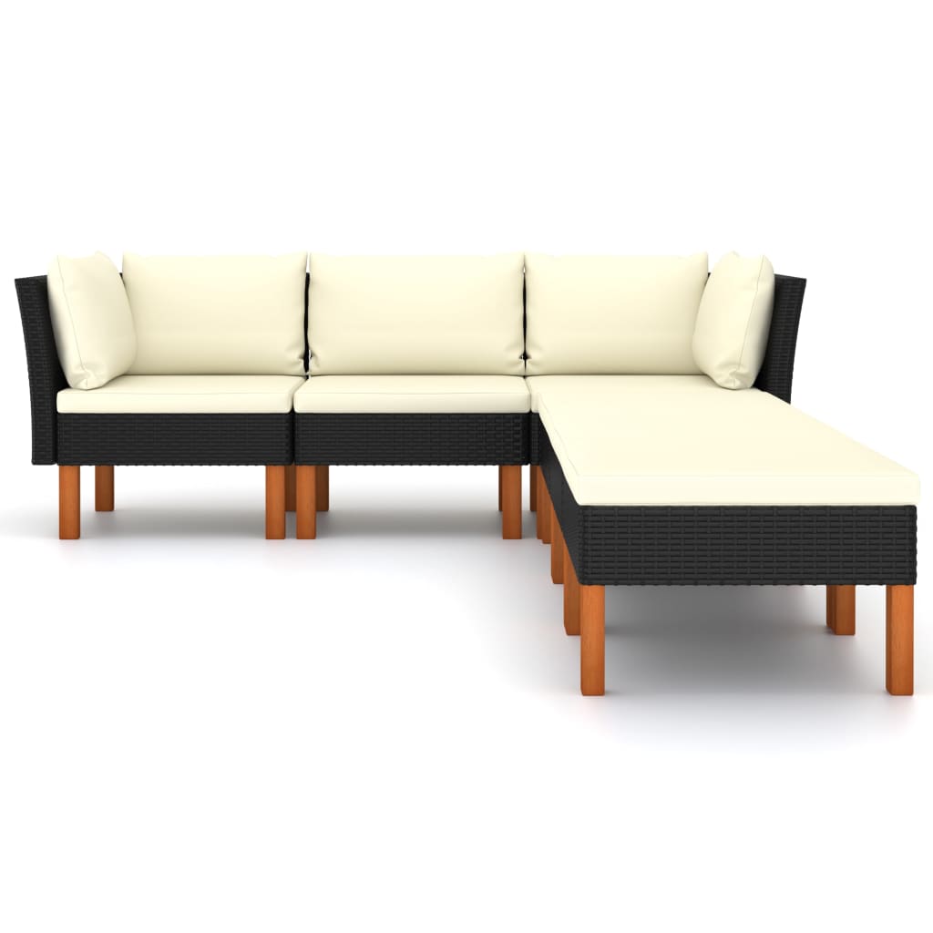 Set Divani Da Giardino 6 Pz Con Cuscini In Polyrattan Nero - Image 3