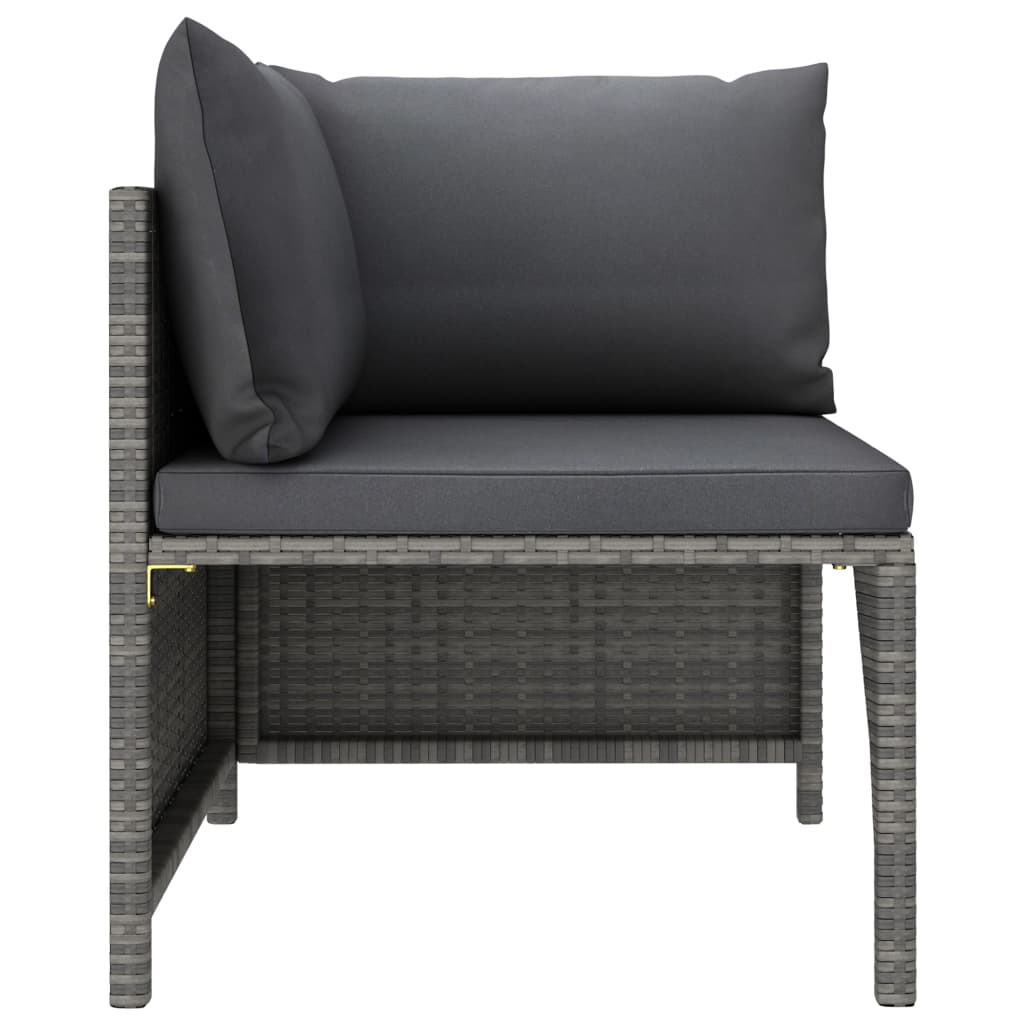 Set Divani Da Giardino 11 Pz Con Cuscini In Polyrattan Grigio - Image 4