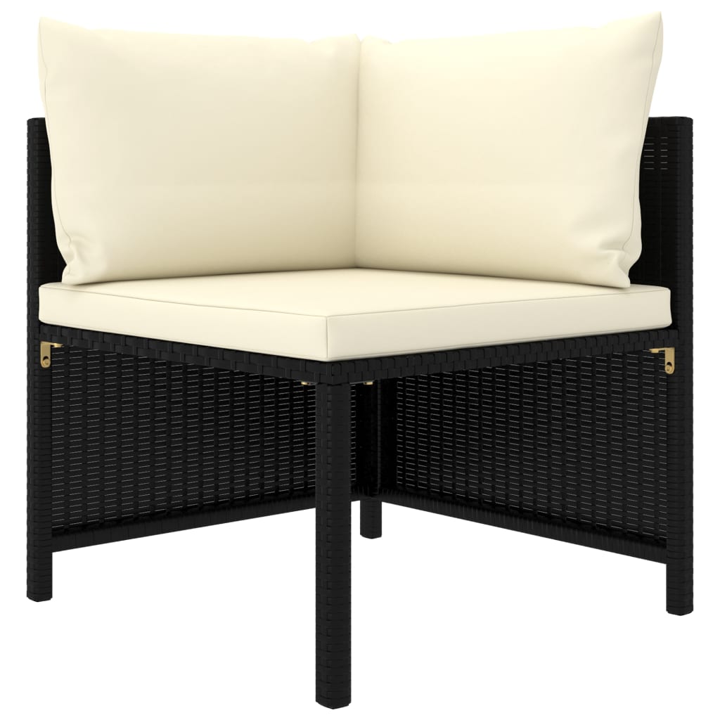 Set Divani Da Giardino 6 Pz Con Cuscini In Polyrattan Nero - Image 3