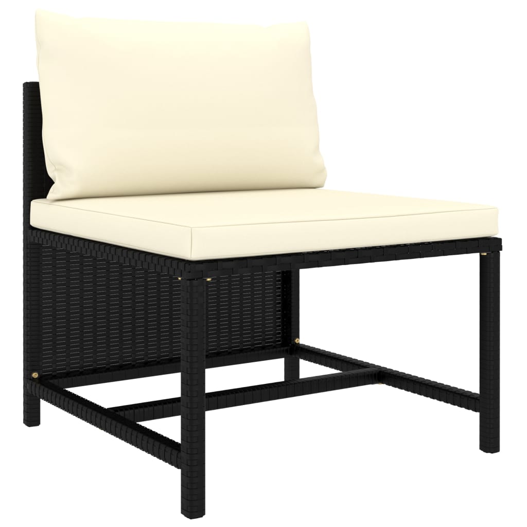 Set Divani Da Giardino 10 Pz Con Cuscini In Polyrattan Nero - Image 5