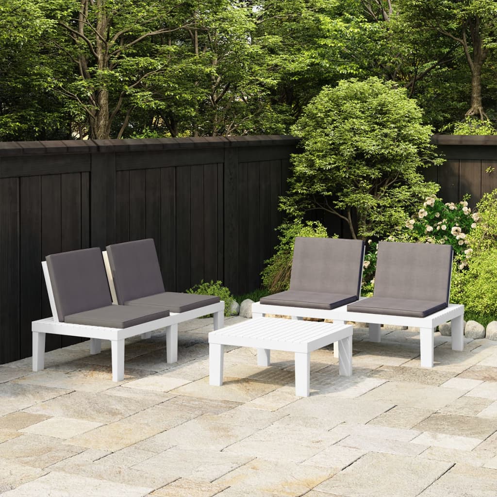 Set Divani Da Giardino Con Cuscini 3 Pz In Plastica Bianco