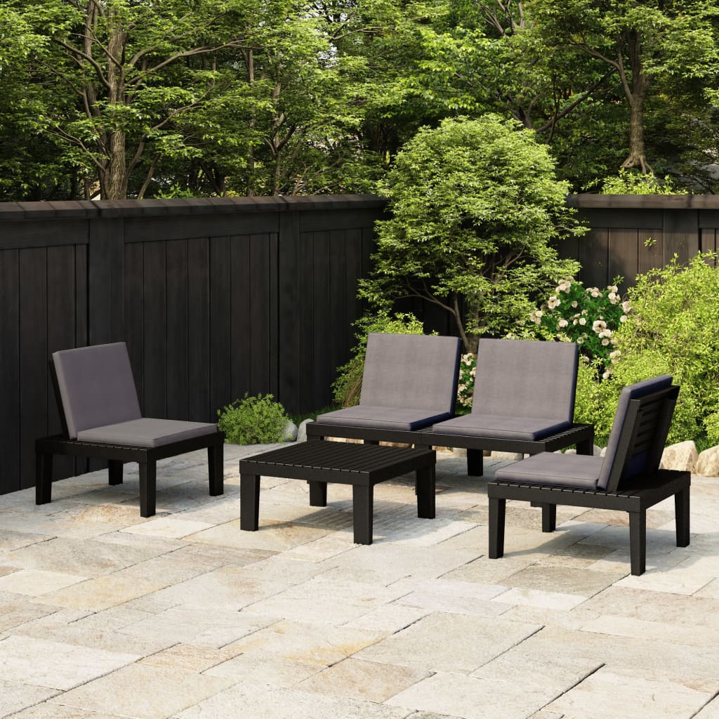 Set Divani Da Giardino Con Cuscini 4 Pz In Plastica Grigio