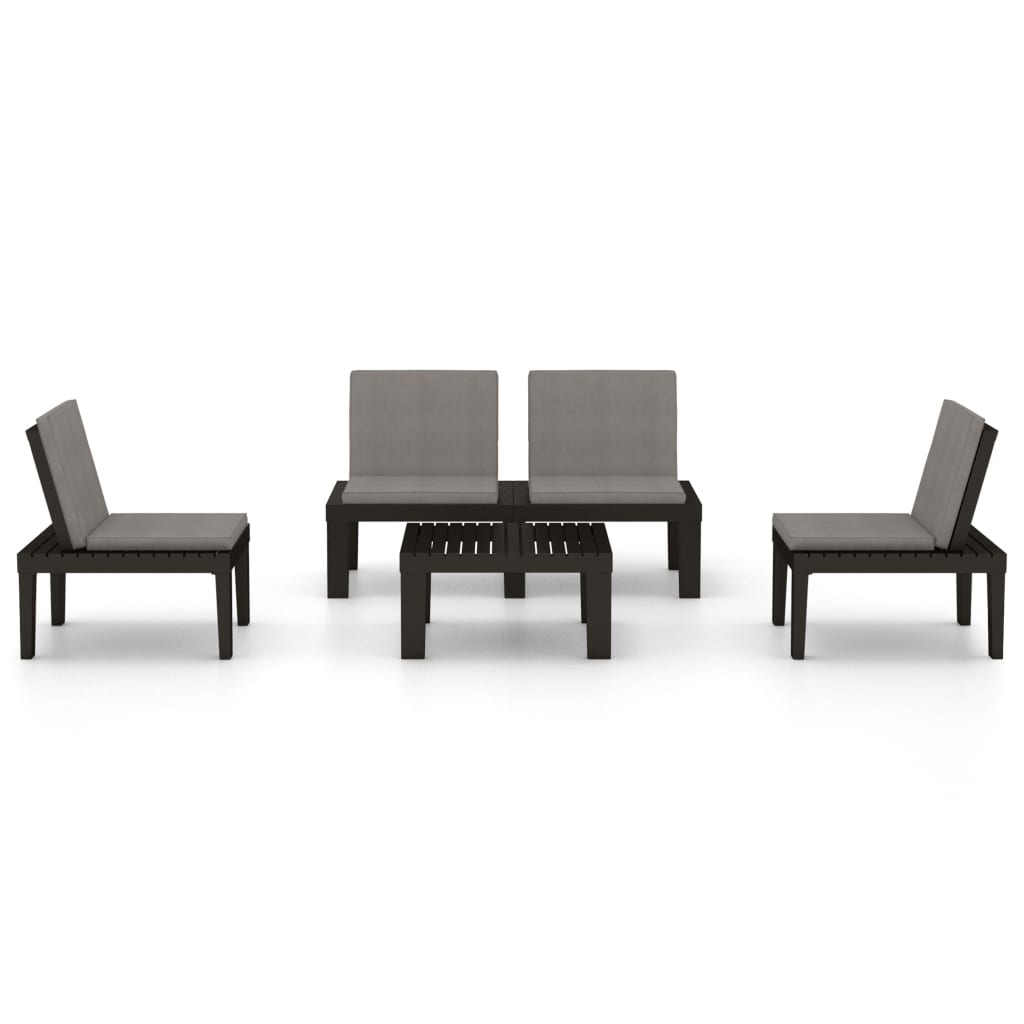 Set Divani Da Giardino Con Cuscini 4 Pz In Plastica Grigio - Image 3