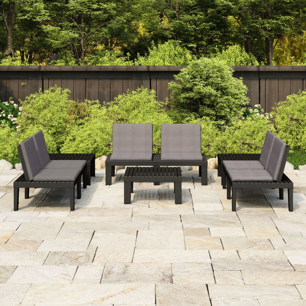 Set Divani Da Giardino Con Cuscini 6 Pz In Plastica Grigio