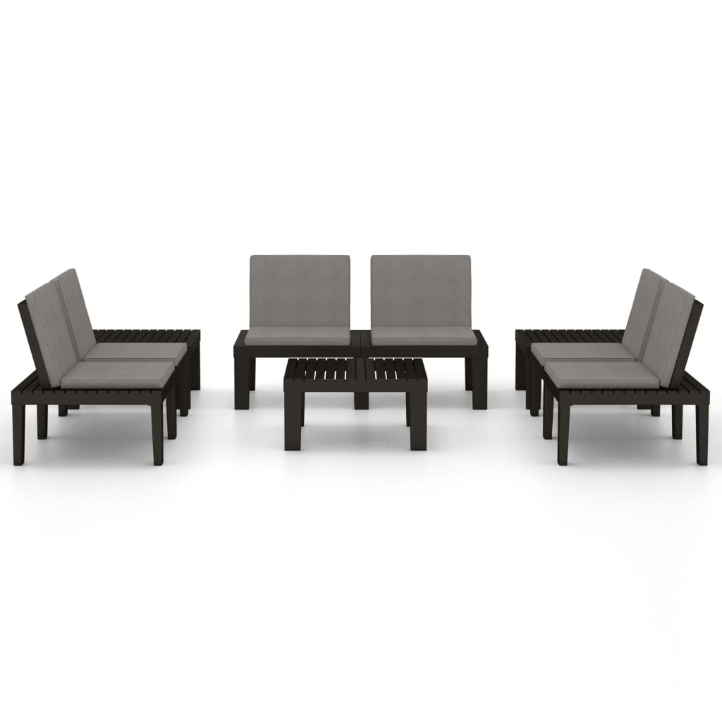 Set Divani Da Giardino Con Cuscini 6 Pz In Plastica Grigio - Image 3