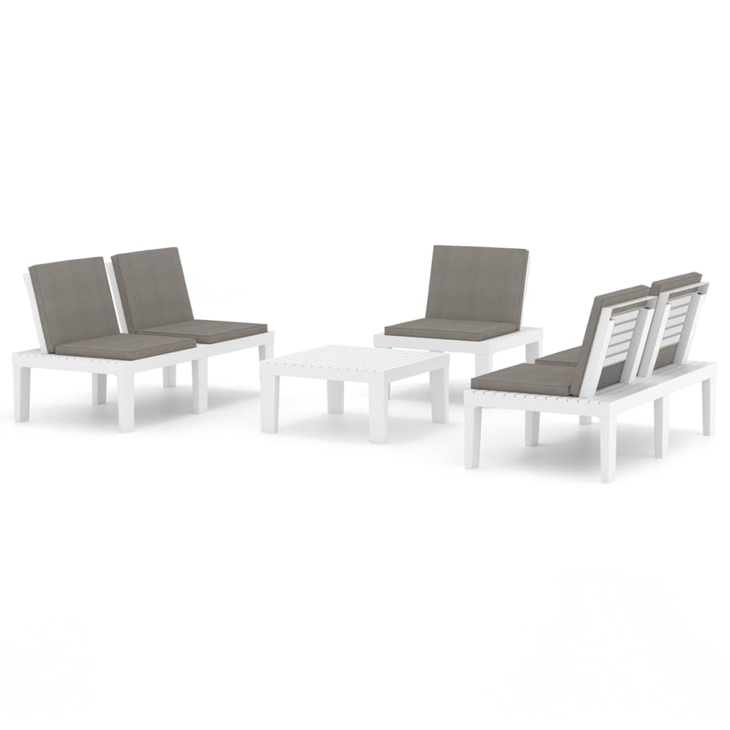 Set Divani Da Giardino Con Cuscini 4 Pz In Plastica Bianco - Image 2