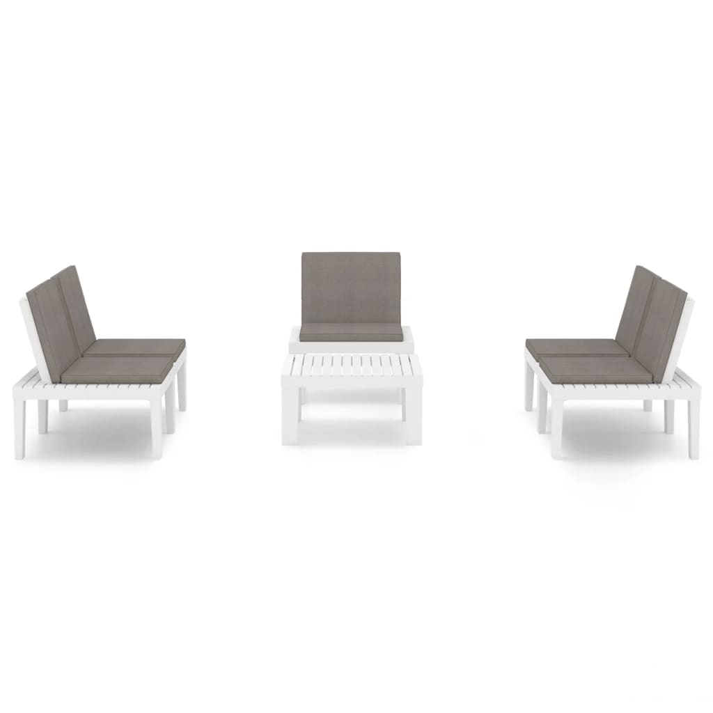 Set Divani Da Giardino Con Cuscini 4 Pz In Plastica Bianco - Image 3