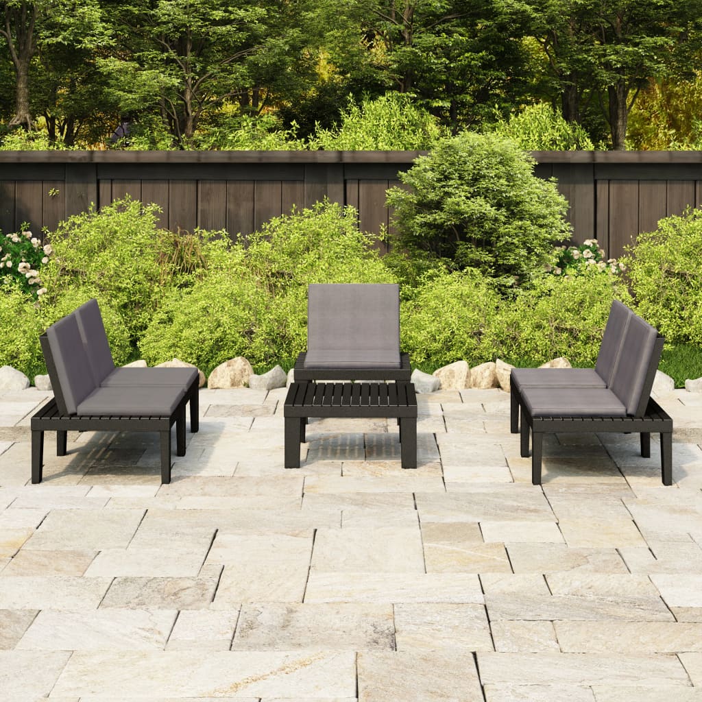 Set Divani Da Giardino Con Cuscini 4 Pz In Plastica Grigio