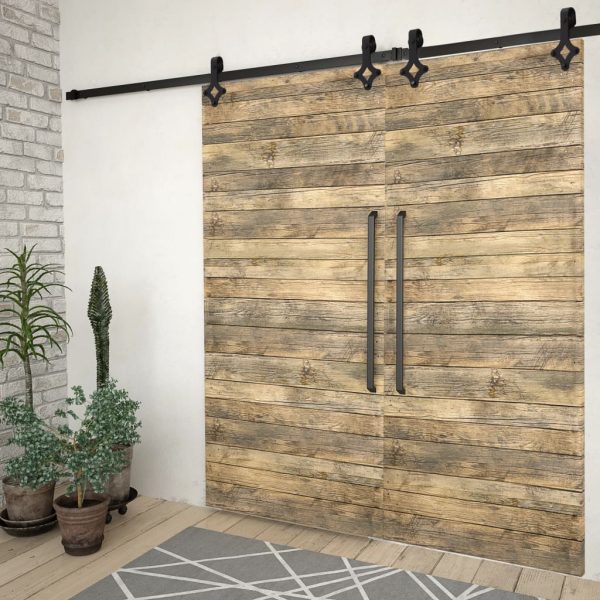 Kit Di Binari Per Porte Scorrevoli 2 Pz 200 Cm In Acciaio Nero - Image 3