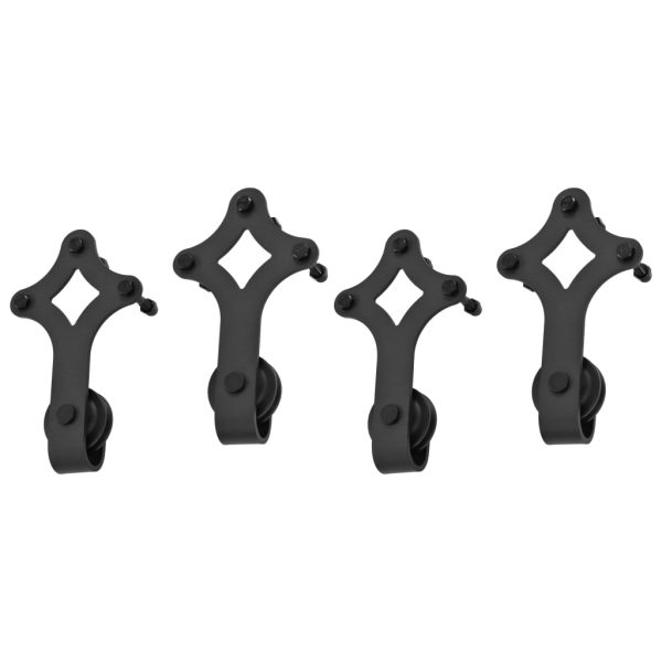 Kit Di Binari Per Porte Scorrevoli 2 Pz 200 Cm In Acciaio Nero - Image 5