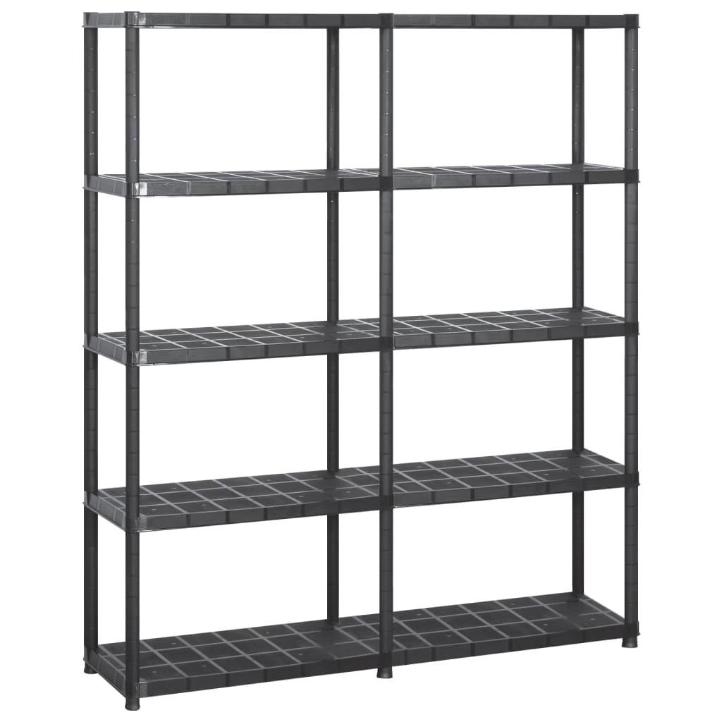 Scaffale A 5 Ripiani Nero 142x38x170 Cm In Plastica