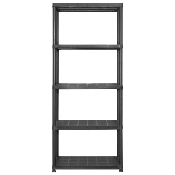 Scaffale A 5 Ripiani Nero 142x38x170 Cm In Plastica - Image 3