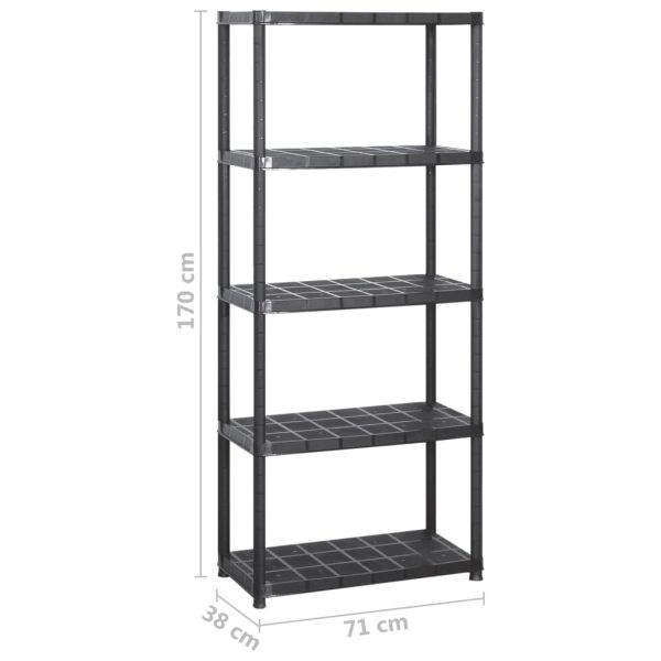 Scaffale A 5 Ripiani Nero 142x38x170 Cm In Plastica - Image 5