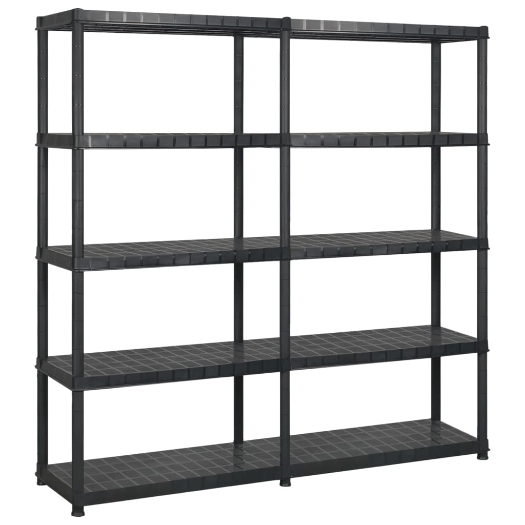 Scaffale A 5 Ripiani Nero 170x40x185 Cm In Plastica